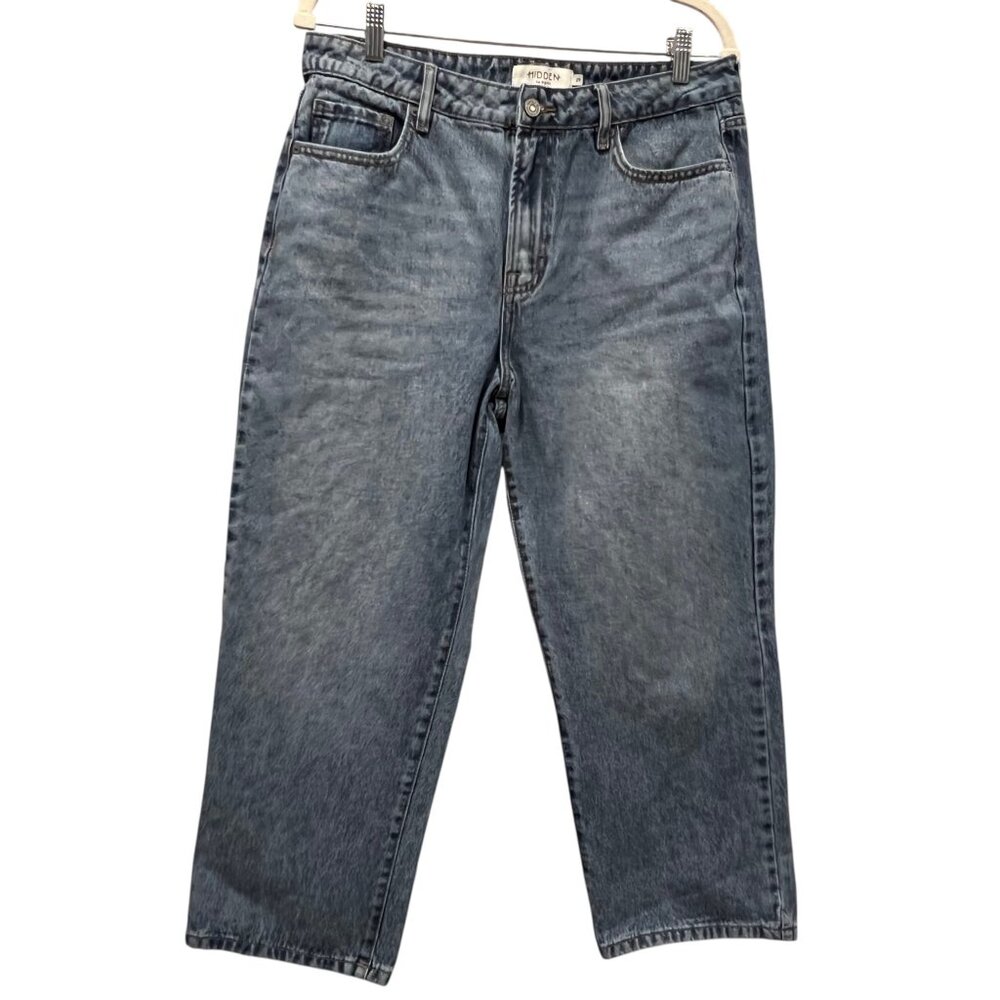 Hidden Baggy Wide Leg Cropped Jeans, Light Wash, 29